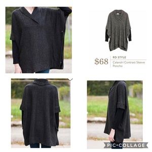 RD Style Calandri Contrast Sleeve Poncho size M